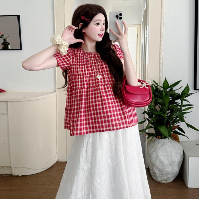 2026 Summer Maternity Two-Piece Set: Plaid Loose Top + Pig Nose Buckle Skirt M
2026 Summer Maternity Two-Piece Set: Plaid Loose Top + Pig Nose Buckle Skirt M