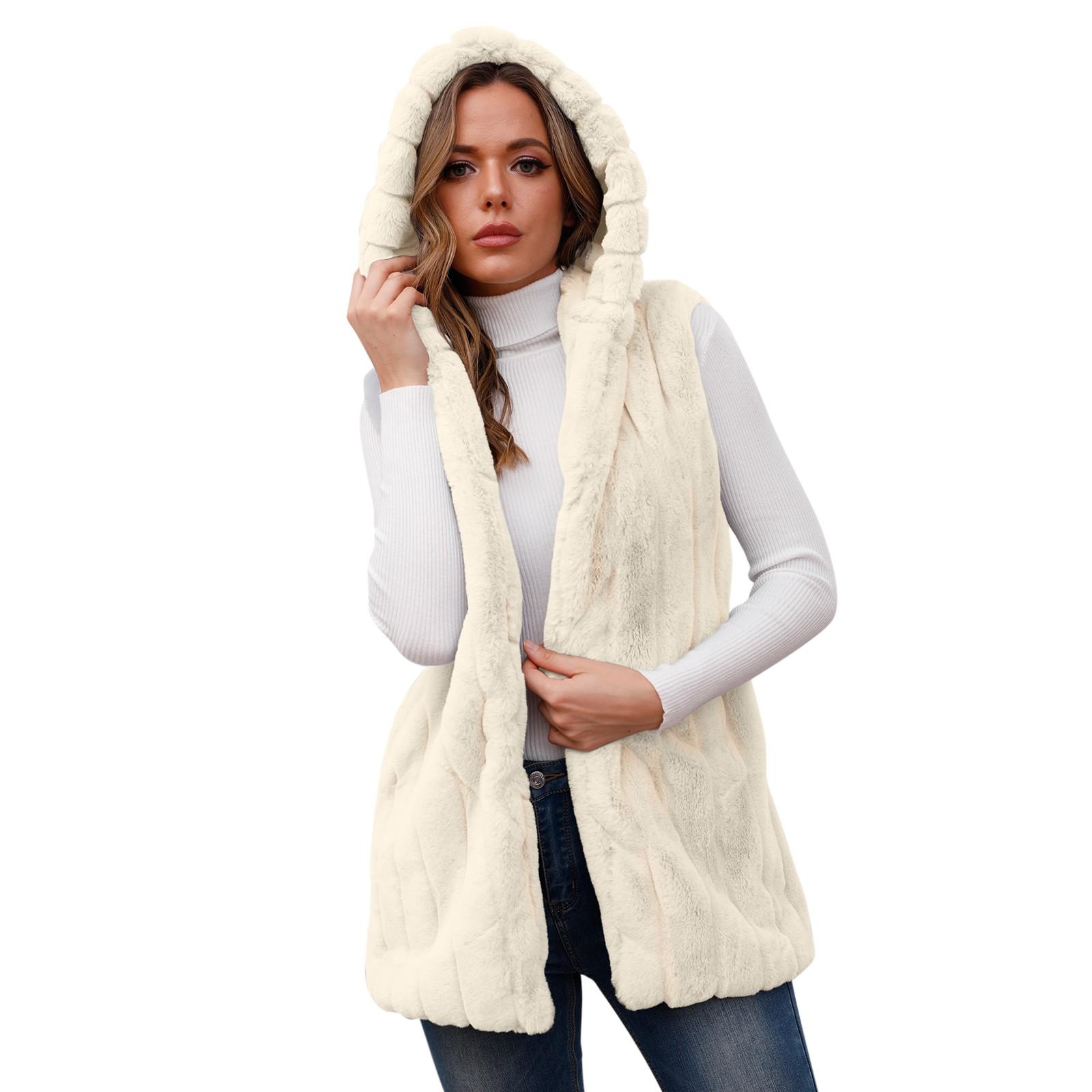 (SU)Женский осенне-зимний однотонный флисовый теплый парусиновый жилет с капюшоном
(SU)Женский осенне-зимний однотонный флисовый теплый парусиновый жилет с капюшоном