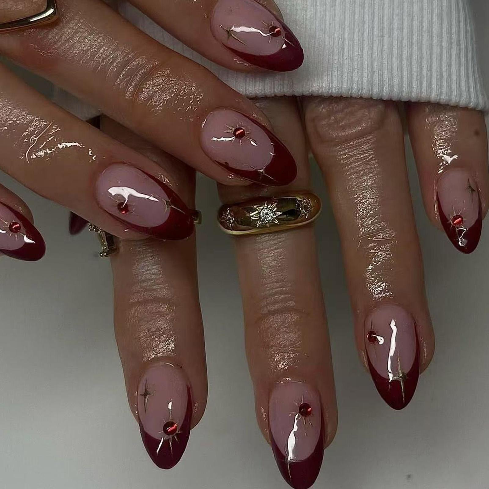 Wine Reds Press on Nail Almond Fake Nail Glossy Stick on Nail Full Cover False Nails Acrylic Stick on Nails for Womens
Wine Reds Press on Nail Almond Fake Nail Glossy Stick on Nail Full Cover False Nails Acrylic Stick on Nails for Womens