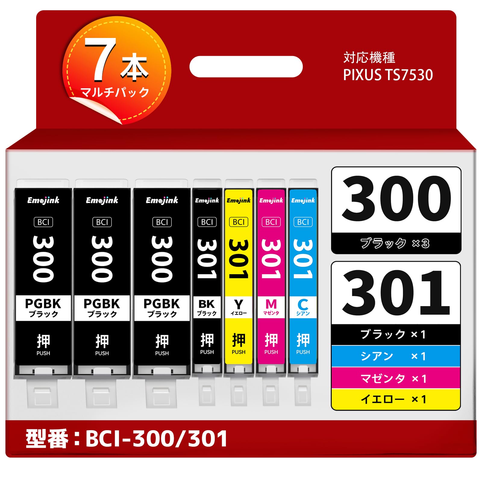 Emojink Картриджі з чорнилом Canon 301 300 для Canon Оригінальні Висока Інструкція з експлуатації Індикатор рівня Залишку BCI-301 300/5MP TS7530, Чорнило, Ємність, В комплекті,
Emojink Картриджі з чорнилом Canon 301 300 для Canon Оригінальні Висока Інструкція з експлуатації Індикатор рівня Залишку BCI-301 300/5MP TS7530, Чорнило, Ємність, В комплекті,