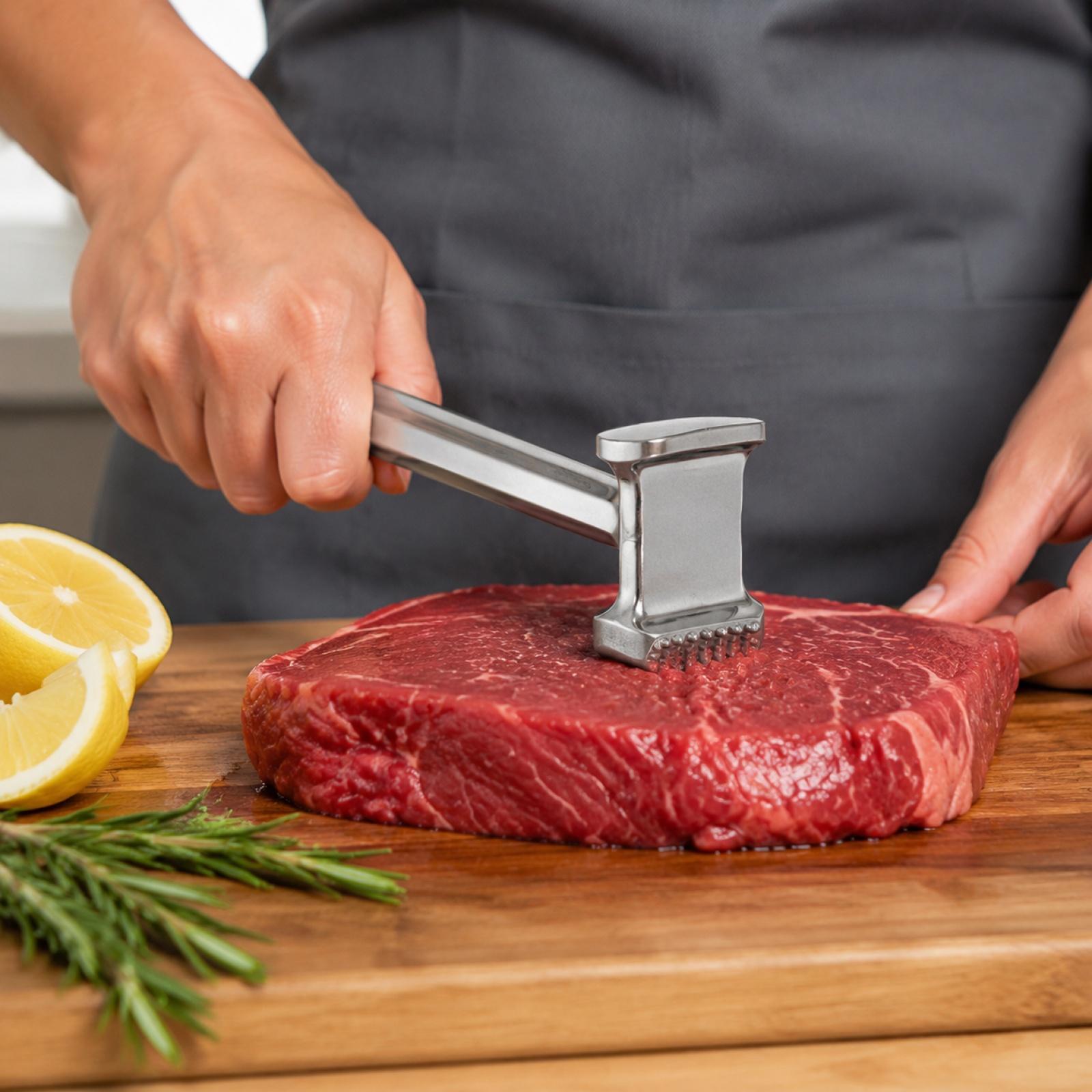 Stainless Steel Meat Tenderizer Double Sided Hammer for Steak with Flat and Textured Surfaces for Even Meat Softening and Preparation One Size серебряный
Stainless Steel Meat Tenderizer Double Sided Hammer for Steak with Flat and Textured Surfaces for Even Meat Softening and Preparation One Size серебряный