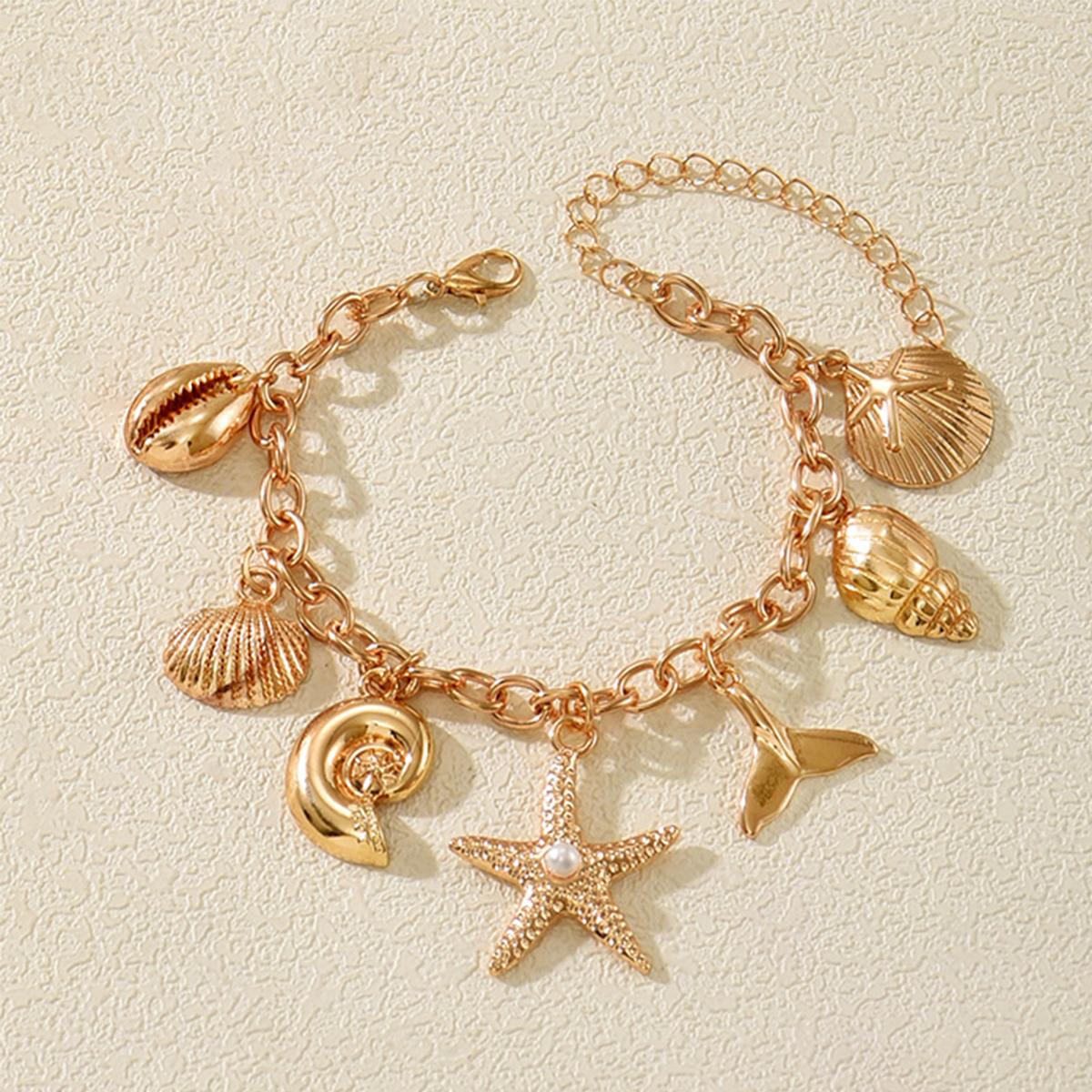 Minimalist Gold Color Ocean Charm Jewelry Starfish Shell Imitation Pearl Necklace & Bracelet For Women Everyday & Casual Wear
Minimalist Gold Color Ocean Charm Jewelry Starfish Shell Imitation Pearl Necklace & Bracelet For Women Everyday & Casual Wear