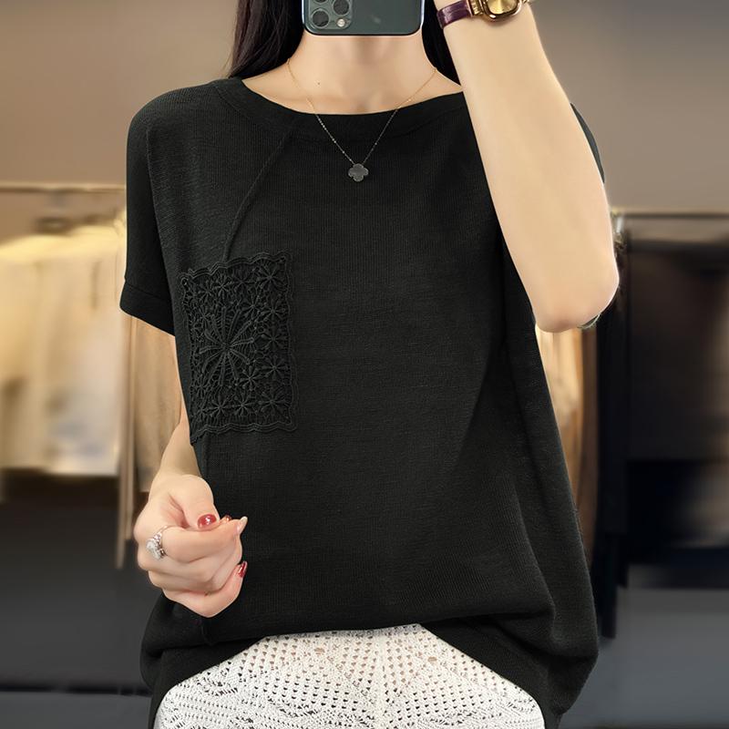 Women s T-shirt Spring/Summer Worsted Cotton Knitwear Casual Solid Color Ladies Tops Loose Round Neck Blouse Pullover Tees 2XL чорний
Women s T-shirt Spring/Summer Worsted Cotton Knitwear Casual Solid Color Ladies Tops Loose Round Neck Blouse Pullover Tees 2XL чорний