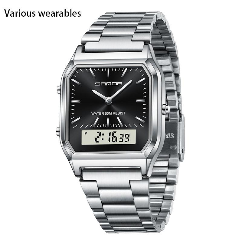 Мужские ретро электронные часы модные персонализированные мужские часы стальной ремешок легкие часы
Мужские ретро электронные часы модные персонализированные мужские часы стальной ремешок легкие часы