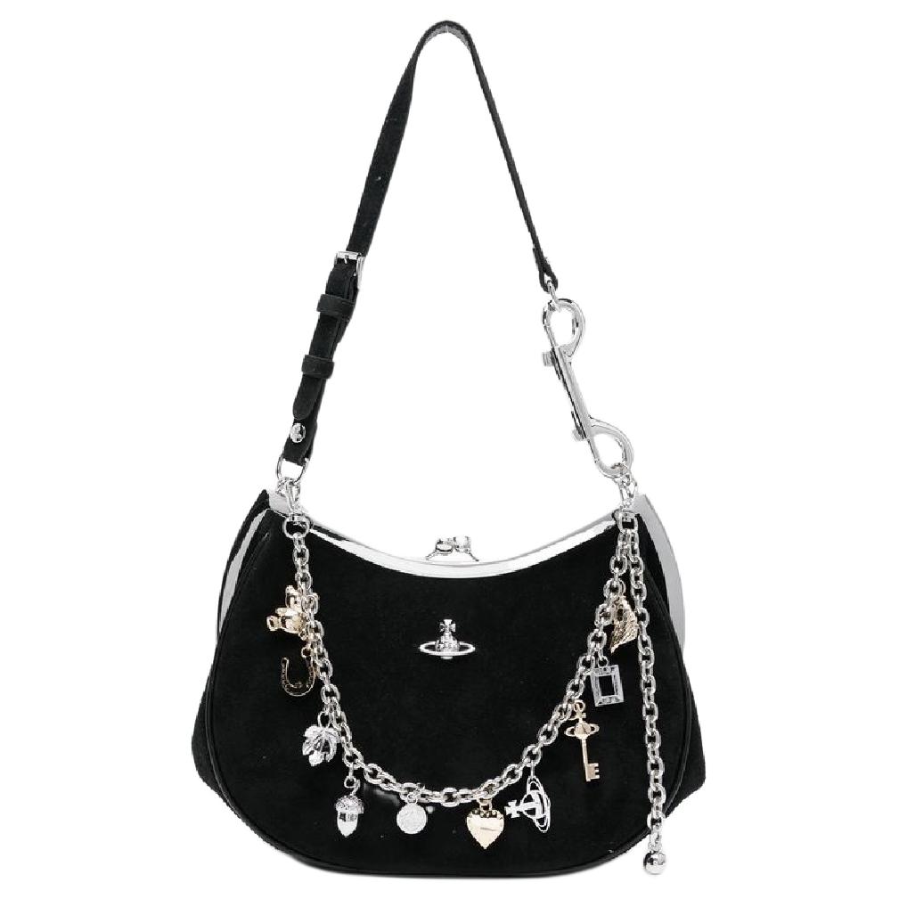 VIVIENNE WESTWOOD West Queen Charm Frame Detail Silver Gold Hardware Calfskin Shoulder Bag Regular Women Shoulder Bag Black 4B01000PWL007E Basic Set (Bag+Dust Bag)
VIVIENNE WESTWOOD West Queen Charm Frame Detail Silver Gold Hardware Calfskin Shoulder Bag Regular Women Shoulder Bag Black 4B01000PWL007E Basic Set (Bag+Dust Bag)