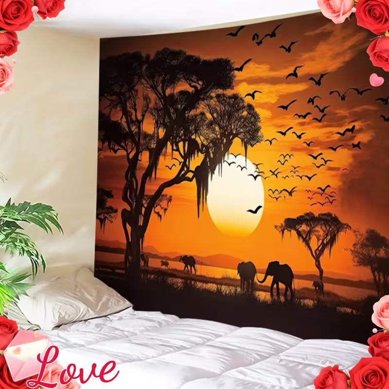 2D Serengeti Style Tapestry Elephant Sunset Silhouette Bedroom Wall Hanging 47.2x31.5inch/120*80cm
2D Serengeti Style Tapestry Elephant Sunset Silhouette Bedroom Wall Hanging 47.2x31.5inch/120*80cm