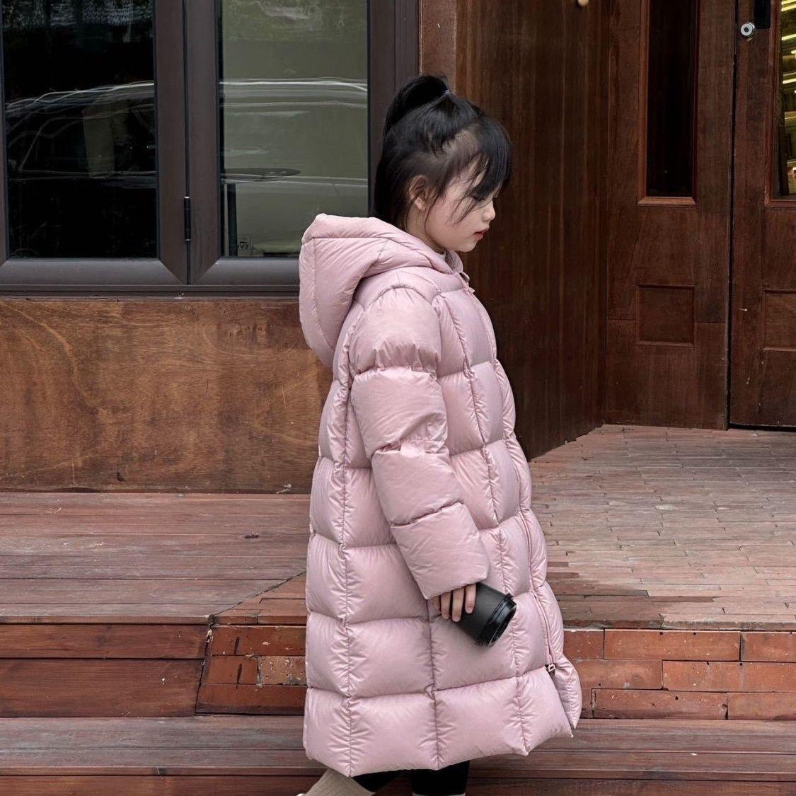 Пуховик из хлопка, длинная зимняя одежда, теплая детская одежда, толстое пальто с капюшоном для девочек и детей 110