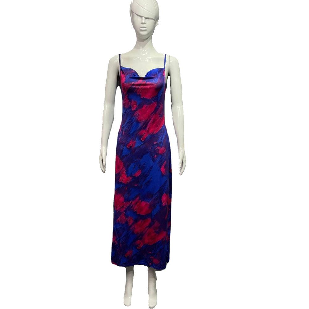 European and American summer popular women s clothing sexy printing pile collar suspender backless medium and long dress, dress S фиолетовый
European and American summer popular women s clothing sexy printing pile collar suspender backless medium and long dress, dress S фиолетовый