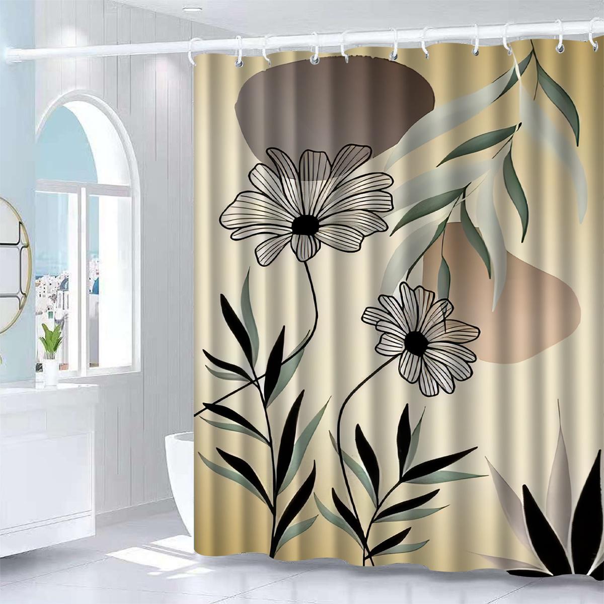 White Floral Shower Curtain , Artistic Floral Pattern, Durable Polyester, Machine Washable, Includes Hooks, Modern Bath Decor W60H190(CM)-1 Pcs
White Floral Shower Curtain , Artistic Floral Pattern, Durable Polyester, Machine Washable, Includes Hooks, Modern Bath Decor W60H190(CM)-1 Pcs