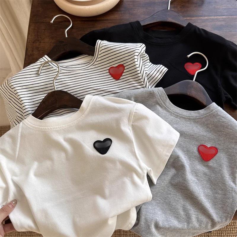 Ice Silk Cotton Summer 2025 Striped Heart T-Shirt for Boys & Girls - Solid Color, Round Neck Size 110
Ice Silk Cotton Summer 2025 Striped Heart T-Shirt for Boys & Girls - Solid Color, Round Neck Size 110