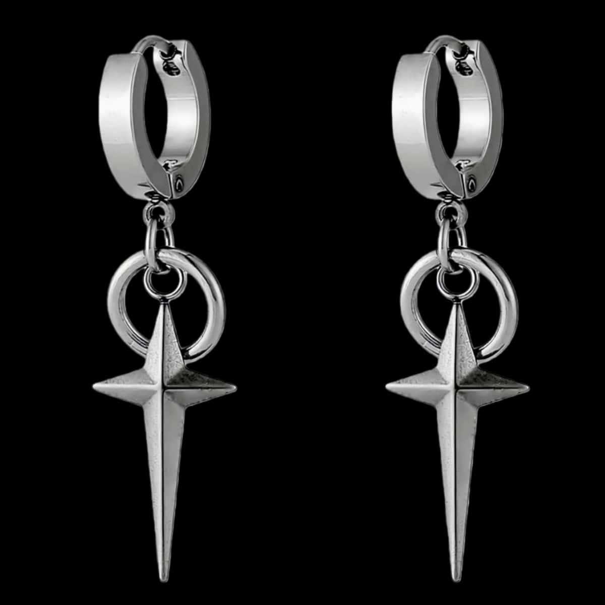 Punk Gothic Sliver Color Stainless Steel Cross Star Pendant Hoop Earrings for Men Women Couples Hip Hop Trendy Earrings Jewelry
Punk Gothic Sliver Color Stainless Steel Cross Star Pendant Hoop Earrings for Men Women Couples Hip Hop Trendy Earrings Jewelry