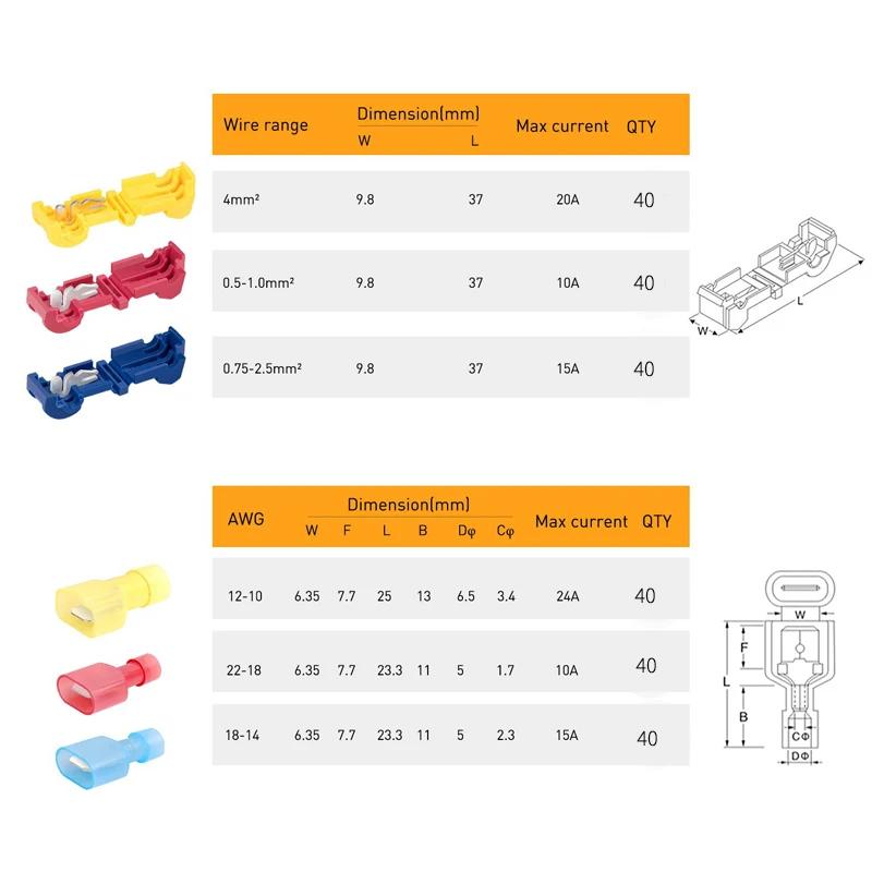 120/240PCS T-Tap Connector Quick Electrical Cable Connector Snap Splice Lock Wire Terminal Crimp Wire Terminal
120/240PCS T-Tap Connector Quick Electrical Cable Connector Snap Splice Lock Wire Terminal Crimp Wire Terminal