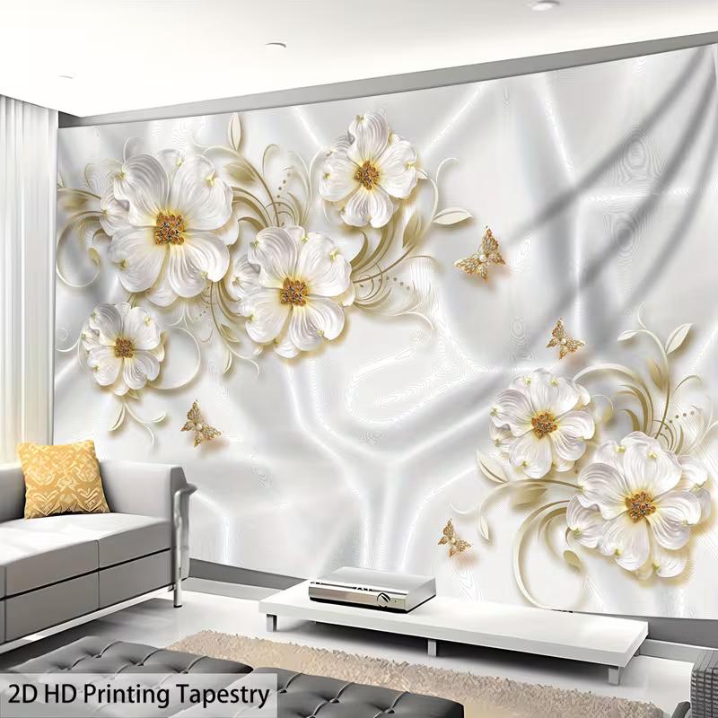 2D Elegant Flower Tapestry Embossed Style White Floral with Golden Accents Wall Hanging 47.2x31.5inch/120*80cm
2D Elegant Flower Tapestry Embossed Style White Floral with Golden Accents Wall Hanging 47.2x31.5inch/120*80cm