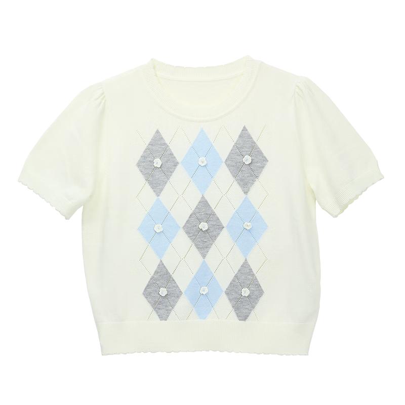 BETU Women s Puff Sleeve Diamond Jacquard Knit Top M
BETU Women s Puff Sleeve Diamond Jacquard Knit Top M