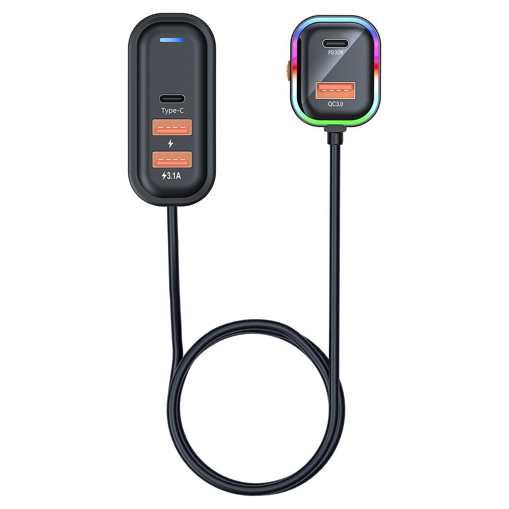 K5 66W Extension Cord Design 5 Ports Charging Adapter 3 USB + 2 Type-C Fast Charging Car Charger
K5 66W Extension Cord Design 5 Ports Charging Adapter 3 USB + 2 Type-C Fast Charging Car Charger