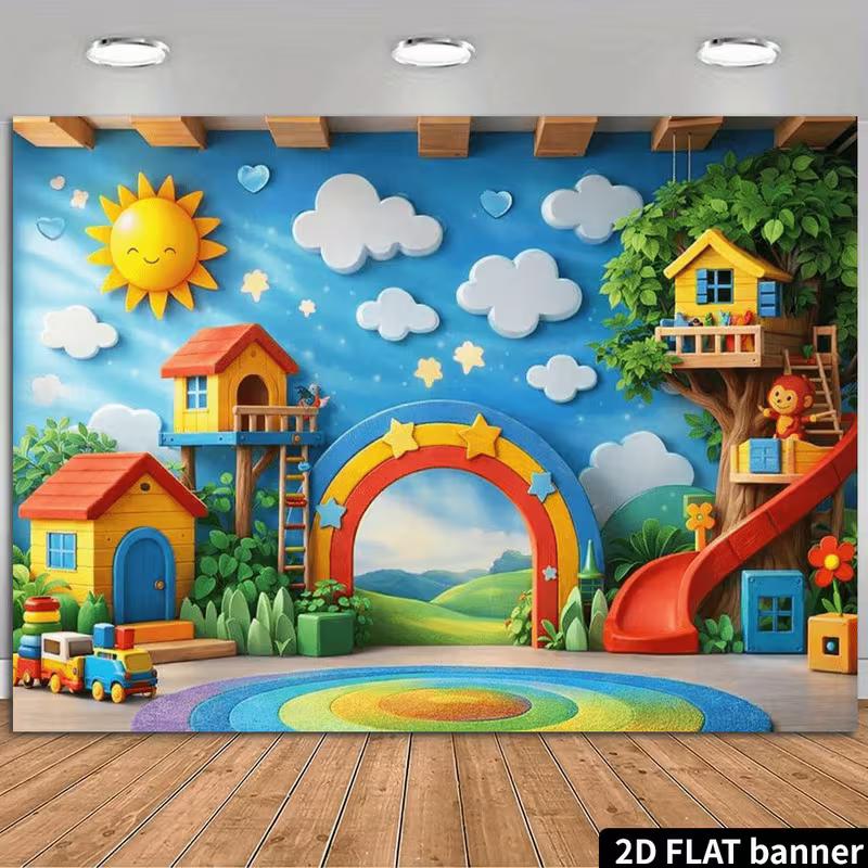 2D Bright Playroom Backdrop, Smiling Sun & Clouds Photo Booth Banner 47.2x31.5inch/120*80cm
2D Bright Playroom Backdrop, Smiling Sun & Clouds Photo Booth Banner 47.2x31.5inch/120*80cm