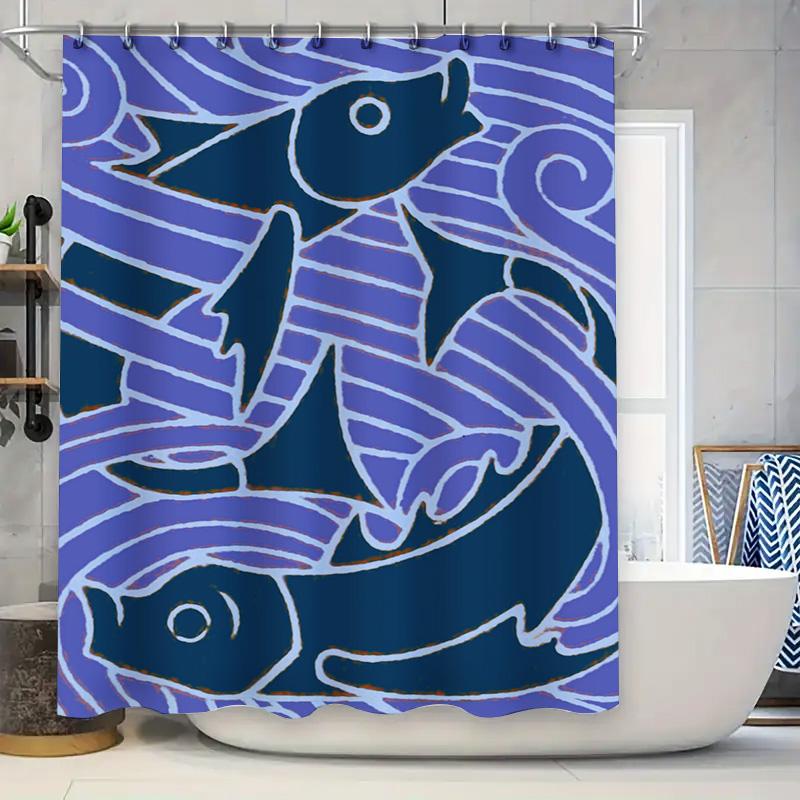 Blue Fish Shower Curtain Waterproof Fabric Bathroom Decor With Swirling Waves Design For Home Decoration In Bath Accessories Fro W60H190(CM)-1 Pcs
Blue Fish Shower Curtain Waterproof Fabric Bathroom Decor With Swirling Waves Design For Home Decoration In Bath Accessories Fro W60H190(CM)-1 Pcs
