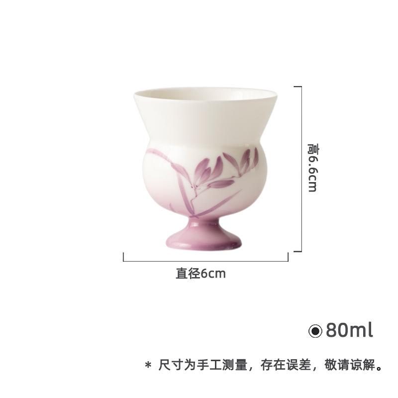 2pc/lot Hand Drawn Purple Orchid High Foot Teacup Ancient Tea Bowl Tea Pair Tea-tasting Personal Cup Chazhan Master Cups 80ml
2pc/lot Hand Drawn Purple Orchid High Foot Teacup Ancient Tea Bowl Tea Pair Tea-tasting Personal Cup Chazhan Master Cups 80ml