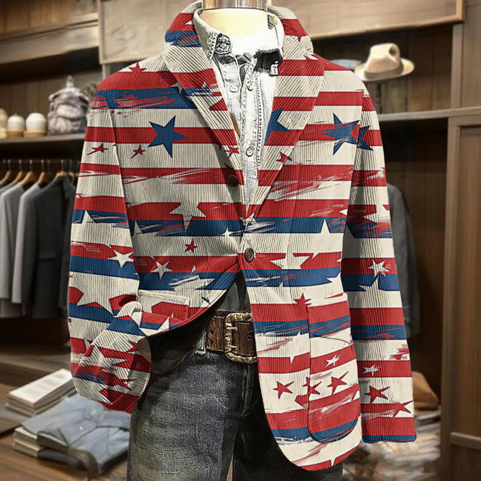 Men Corduroy Blazer Business Casual Suit Jacket with Independence Day Themed Print for Formal or Daily Wear XXXL
Men Corduroy Blazer Business Casual Suit Jacket with Independence Day Themed Print for Formal or Daily Wear XXXL