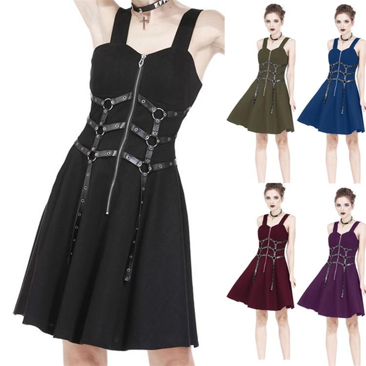Gothic Sexy High Waist A Line Dress Y2K Punk Dark Aesthetic V-Neck Backless Belts Zipper Mini Dress
Gothic Sexy High Waist A Line Dress Y2K Punk Dark Aesthetic V-Neck Backless Belts Zipper Mini Dress
