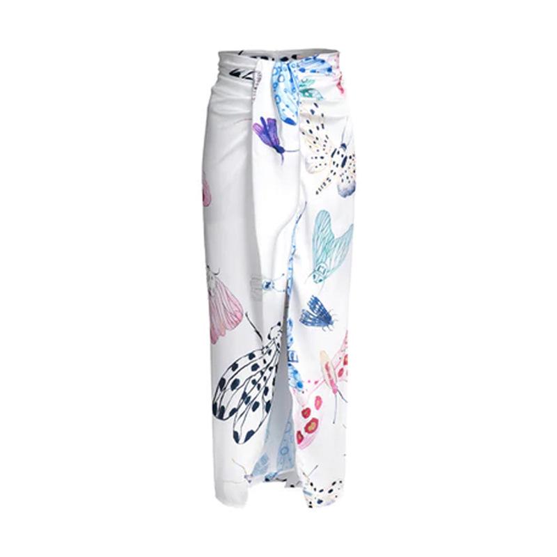 European & American Vacation Style Print Midi Skirt with Tie-Up Design - Beach Dress One Size білий
European & American Vacation Style Print Midi Skirt with Tie-Up Design - Beach Dress One Size білий