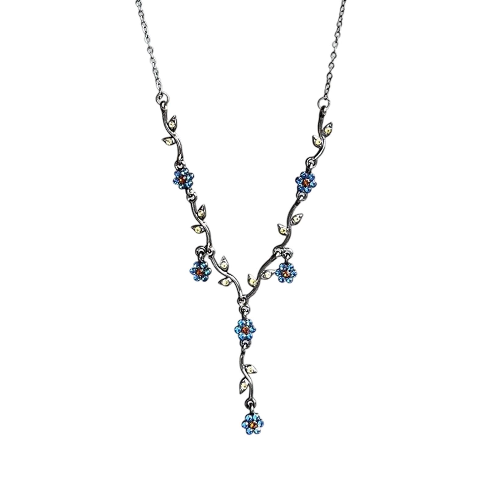 Blue Plum Flower Alloy Necklace Adjustable Clavicle Chain Versatile Jewelry Accessory For Casual Or Formal Outfits 1
Blue Plum Flower Alloy Necklace Adjustable Clavicle Chain Versatile Jewelry Accessory For Casual Or Formal Outfits 1