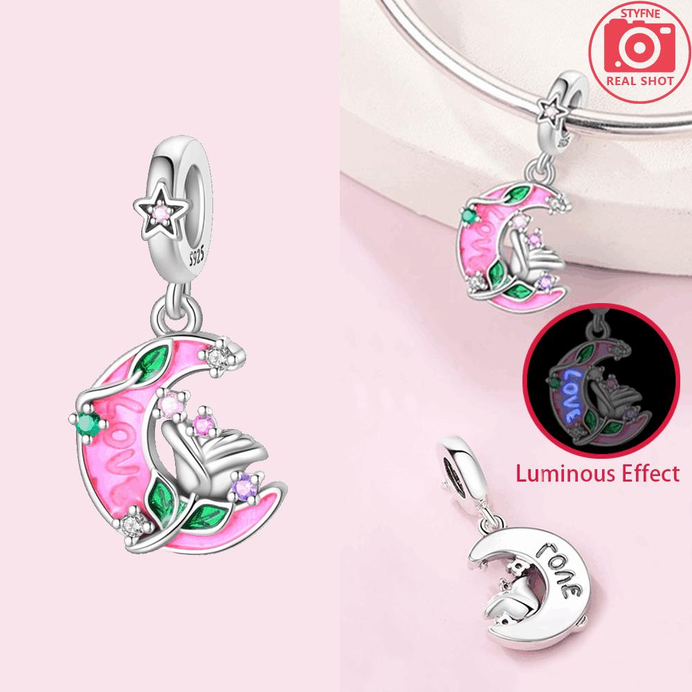 Charm 925 Silver Pink Moon Rose Flower Nightlight Pendant Beads Fit Bracelet Jewelry Making Fine Gift Diy Accessory
Charm 925 Silver Pink Moon Rose Flower Nightlight Pendant Beads Fit Bracelet Jewelry Making Fine Gift Diy Accessory