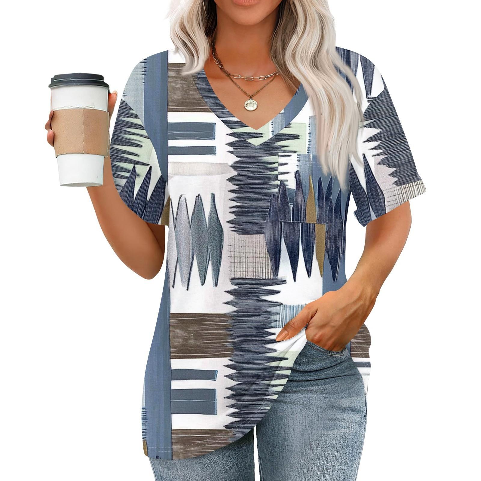 Женские топы с V-образным вырезом и коротким рукавом Блузки Повседневные модные принты Туники Топы с карманами XXL синий
Женские топы с V-образным вырезом и коротким рукавом Блузки Повседневные модные принты Туники Топы с карманами XXL синий