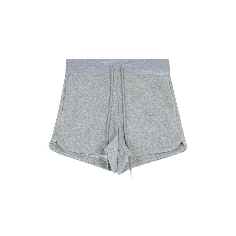Женские шорты с высокой талией, серые, белые и черные, летние, повседневные, спортивные, прямого кроя M