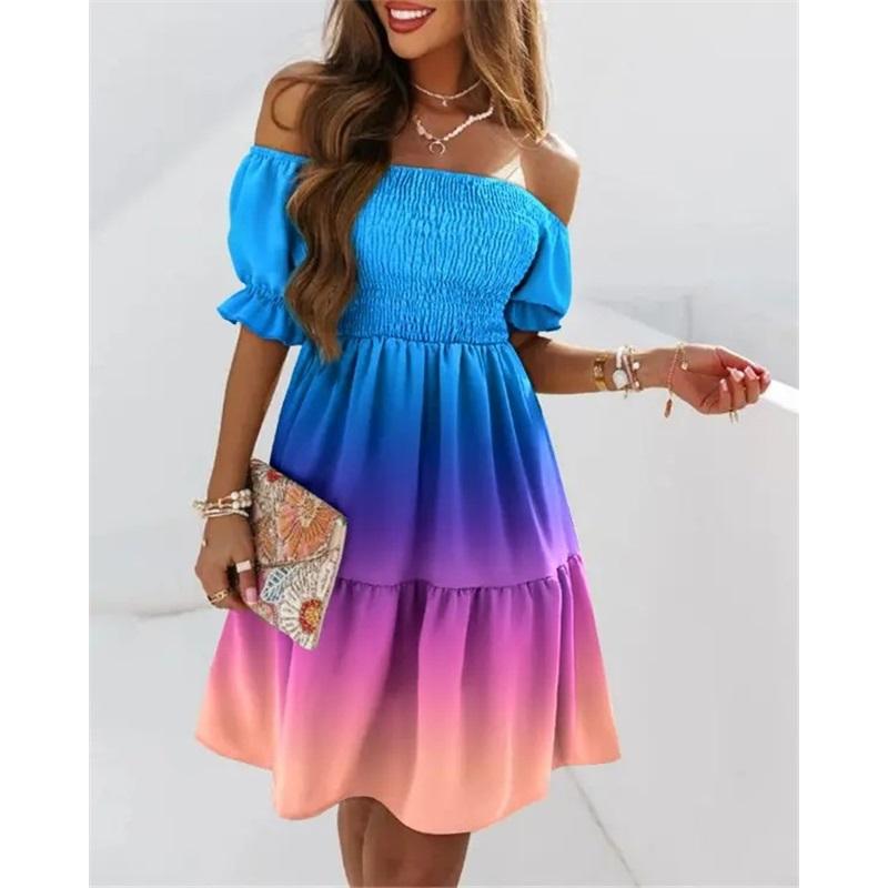 Платье с короткими рукавами, на одно плечо, на талии, с плиссировкой и принтом XXXL розовый