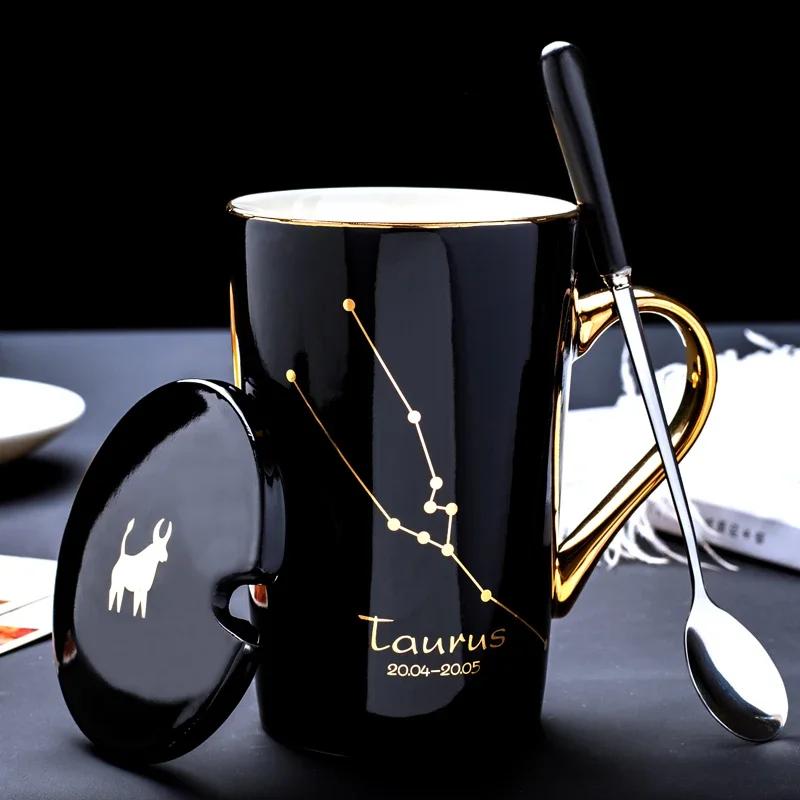 Creative Fashion Luxury White Black 12 Constellation Gold Patterned Ceramic Coffee Cup With Covered Spoon And Gold Handle As A K 301-400 ml
Creative Fashion Luxury White Black 12 Constellation Gold Patterned Ceramic Coffee Cup With Covered Spoon And Gold Handle As A K 301-400 ml