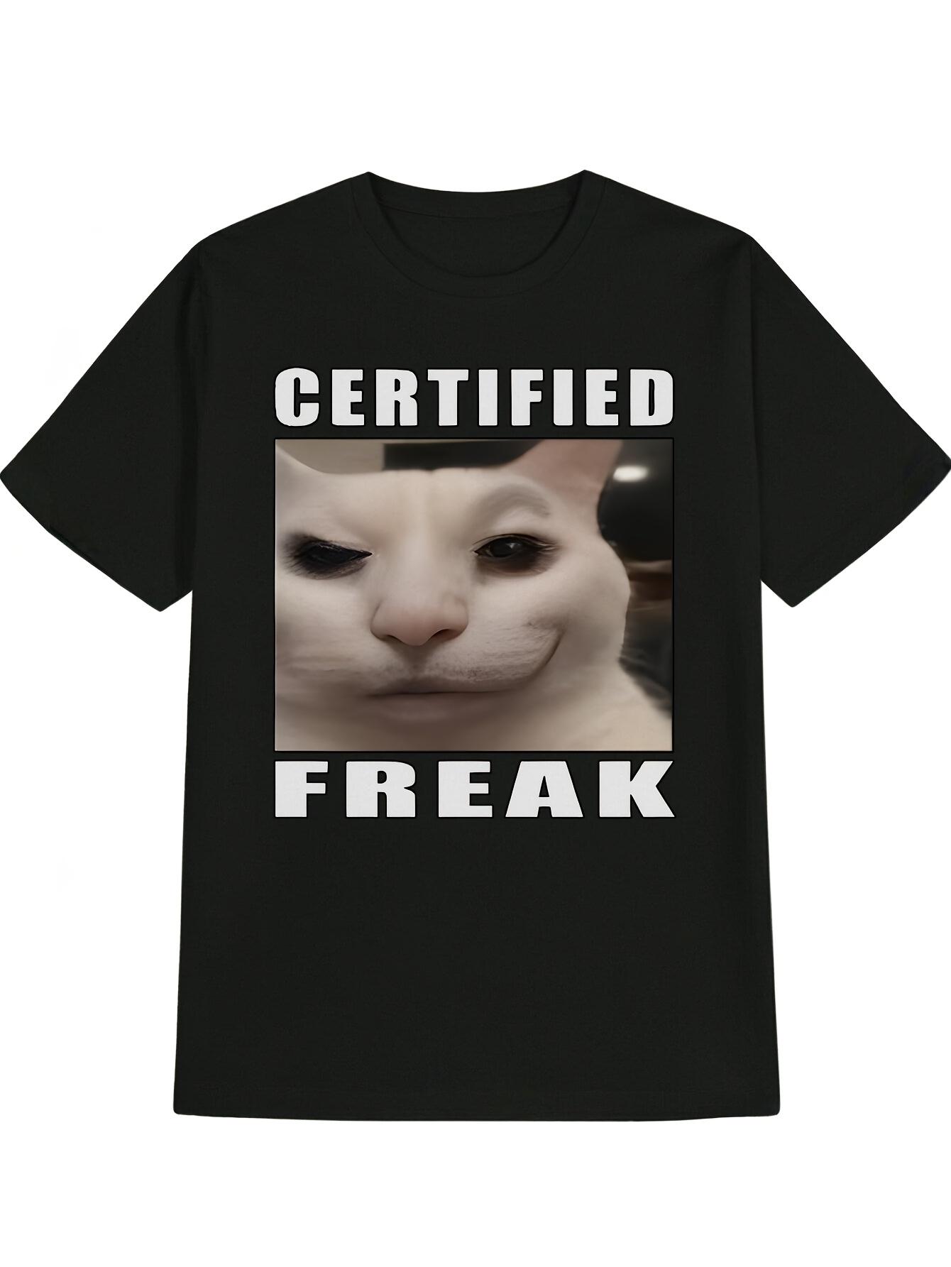 UnisexS Casual Crew Neck TShirt with Certified Freak Graphic Print White Cat Design Black Short Sleeve Tee S
UnisexS Casual Crew Neck TShirt with Certified Freak Graphic Print White Cat Design Black Short Sleeve Tee S