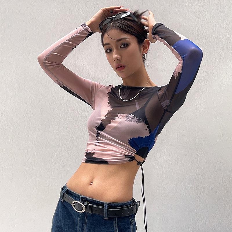 Женщины видят сквозь шнурок сетка кроп-топ футболка с вырезом с длинным рукавом женская одежда
Женщины видят сквозь шнурок сетка кроп-топ футболка с вырезом с длинным рукавом женская одежда