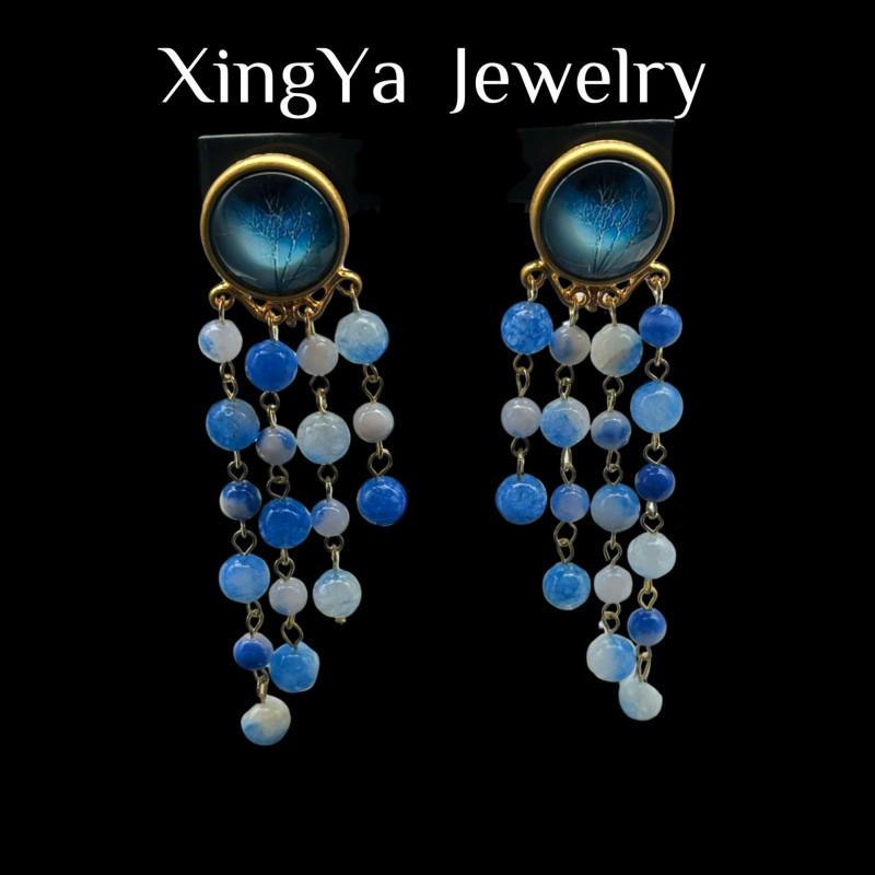 New Chinese China-Chic Vintage High Quality Fashion Fresh Contrast Blue White Porcelain Fringe Earrings
New Chinese China-Chic Vintage High Quality Fashion Fresh Contrast Blue White Porcelain Fringe Earrings