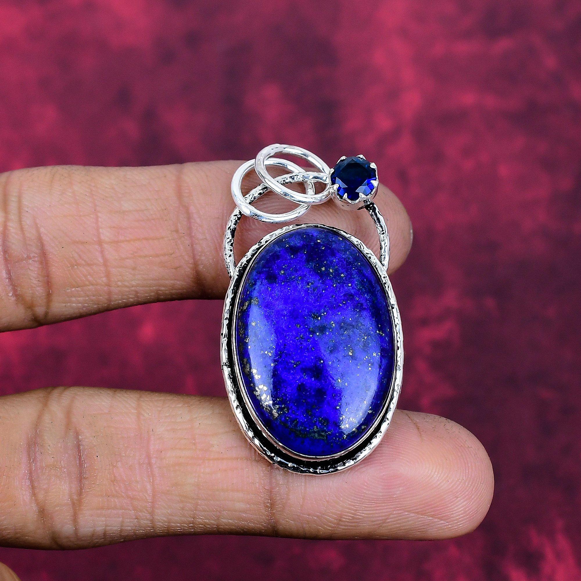Lapis Lazuli & Blue Topaz Pendant Handmade Gemstone Jewelry, 925 Solid Sterling Silver Pendant ,Unique Design Jewelry Pendant 1.96 Inches
Lapis Lazuli & Blue Topaz Pendant Handmade Gemstone Jewelry, 925 Solid Sterling Silver Pendant ,Unique Design Jewelry Pendant 1.96 Inches