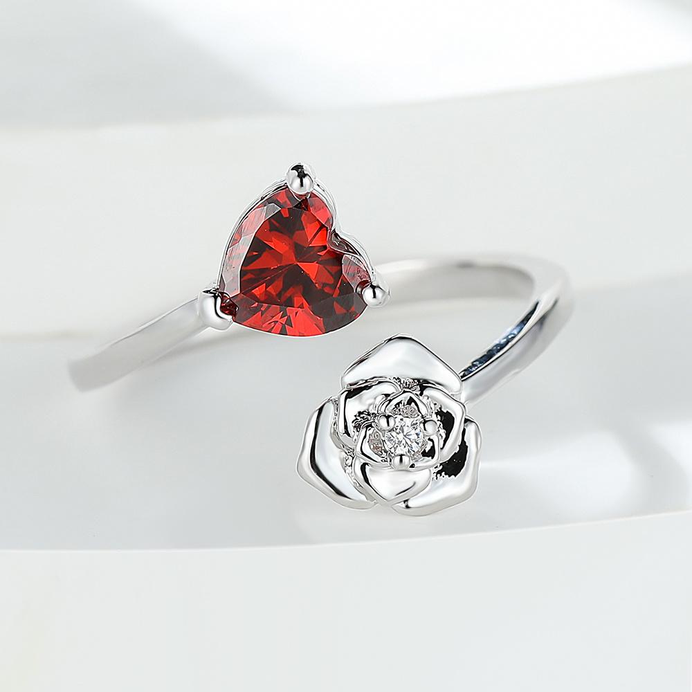 Cute Female Red Stone Heart Adjustable Ring Silver Color Open Wedding Jewelry For Women resizable
Cute Female Red Stone Heart Adjustable Ring Silver Color Open Wedding Jewelry For Women resizable