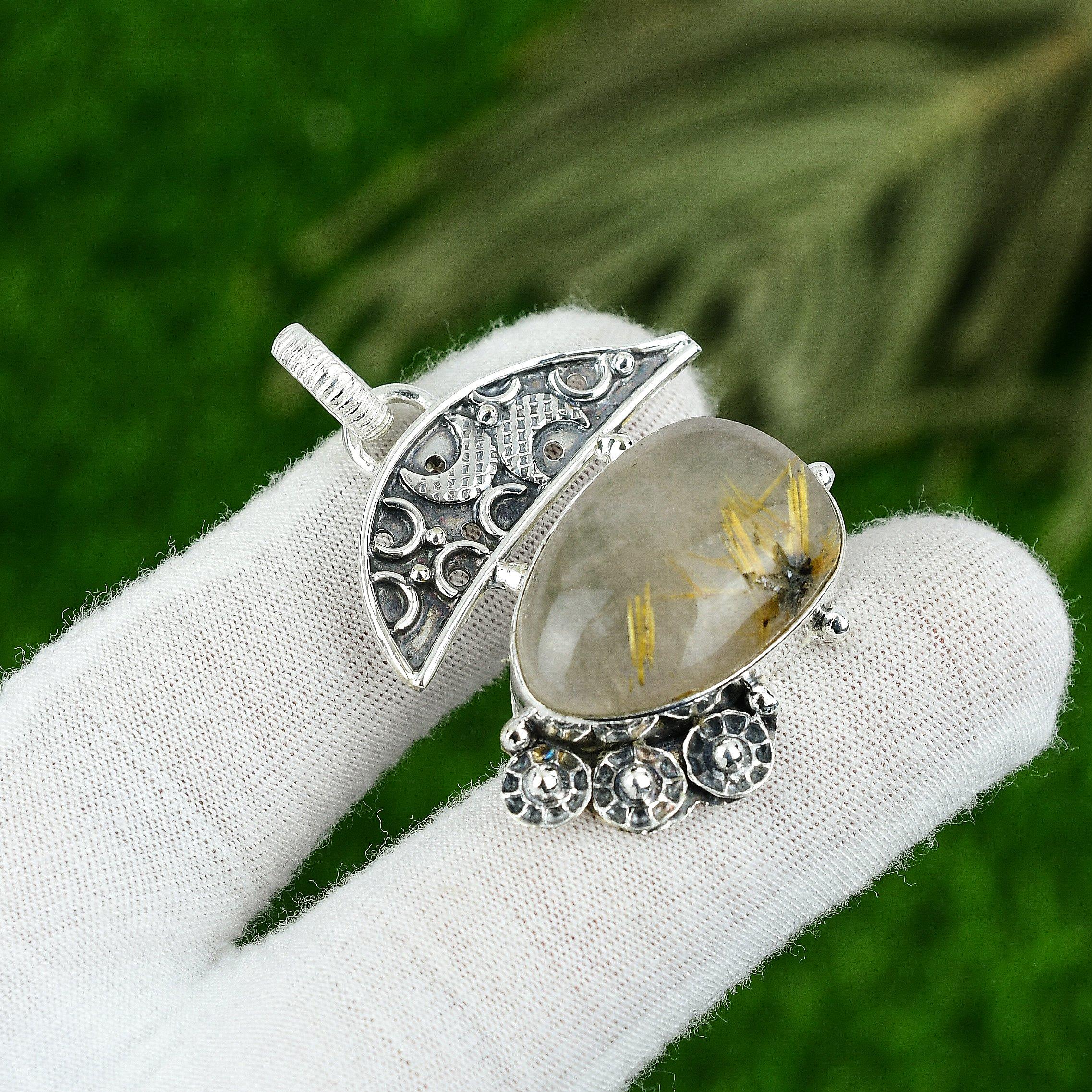 Sterling Silver Natural Golden Rutile Artisan Unique Wedding New Mother Pendant
Sterling Silver Natural Golden Rutile Artisan Unique Wedding New Mother Pendant