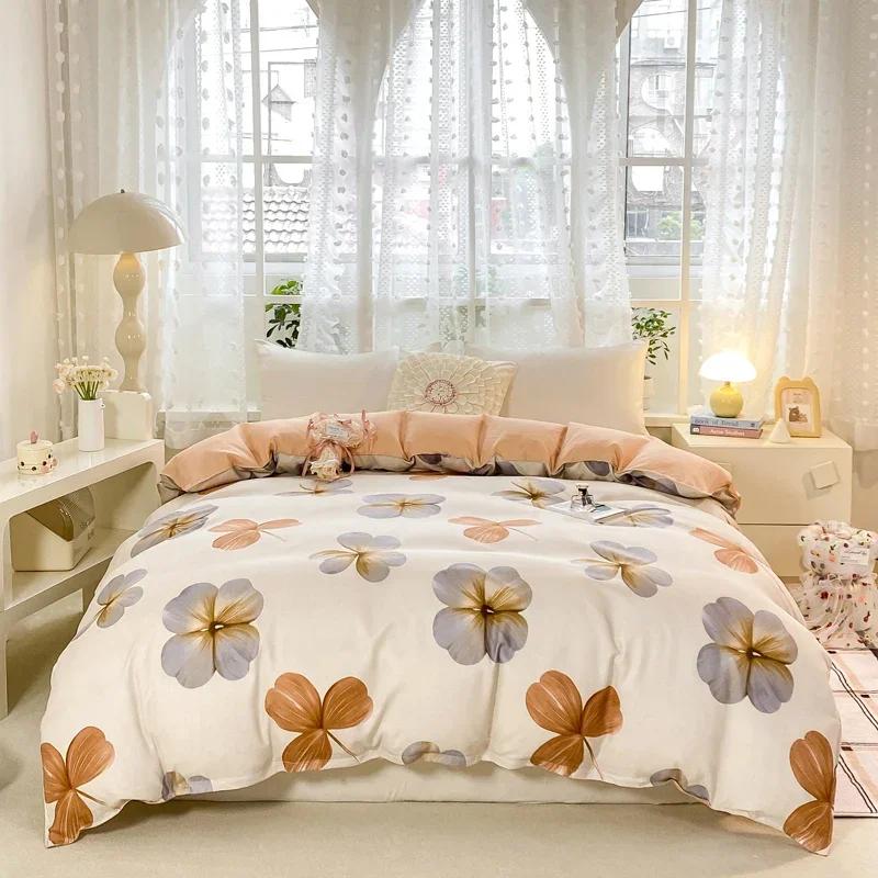 Пододеяльник в пасторальном стиле с цветами и красочным принтом, 1 шт., наволочка на молнии, приятное для кожи, удобное постельное белье для мальчиков и девочек 150x200cm Single 1Pc