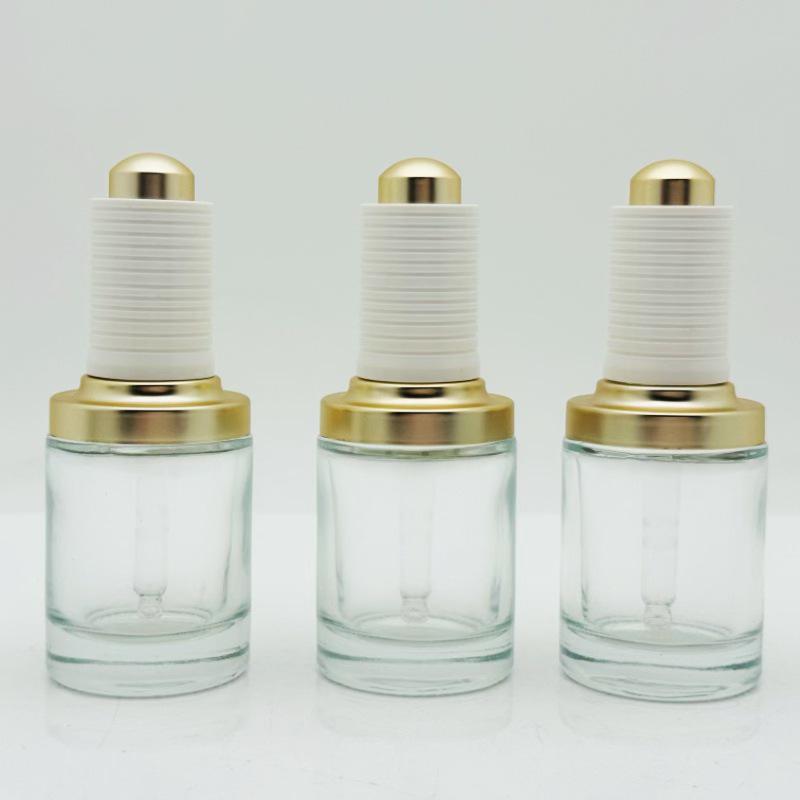 30ml Flat Shoulder Transparent Glass Dropper Bottle with Threaded Press Pump for Essential Oils
30ml Flat Shoulder Transparent Glass Dropper Bottle with Threaded Press Pump for Essential Oils