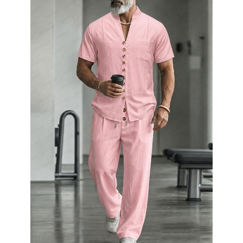 Mens Pink Linen Blend Stand Collar Shirt and Pants 2-Piece Set S розовый
Mens Pink Linen Blend Stand Collar Shirt and Pants 2-Piece Set S розовый