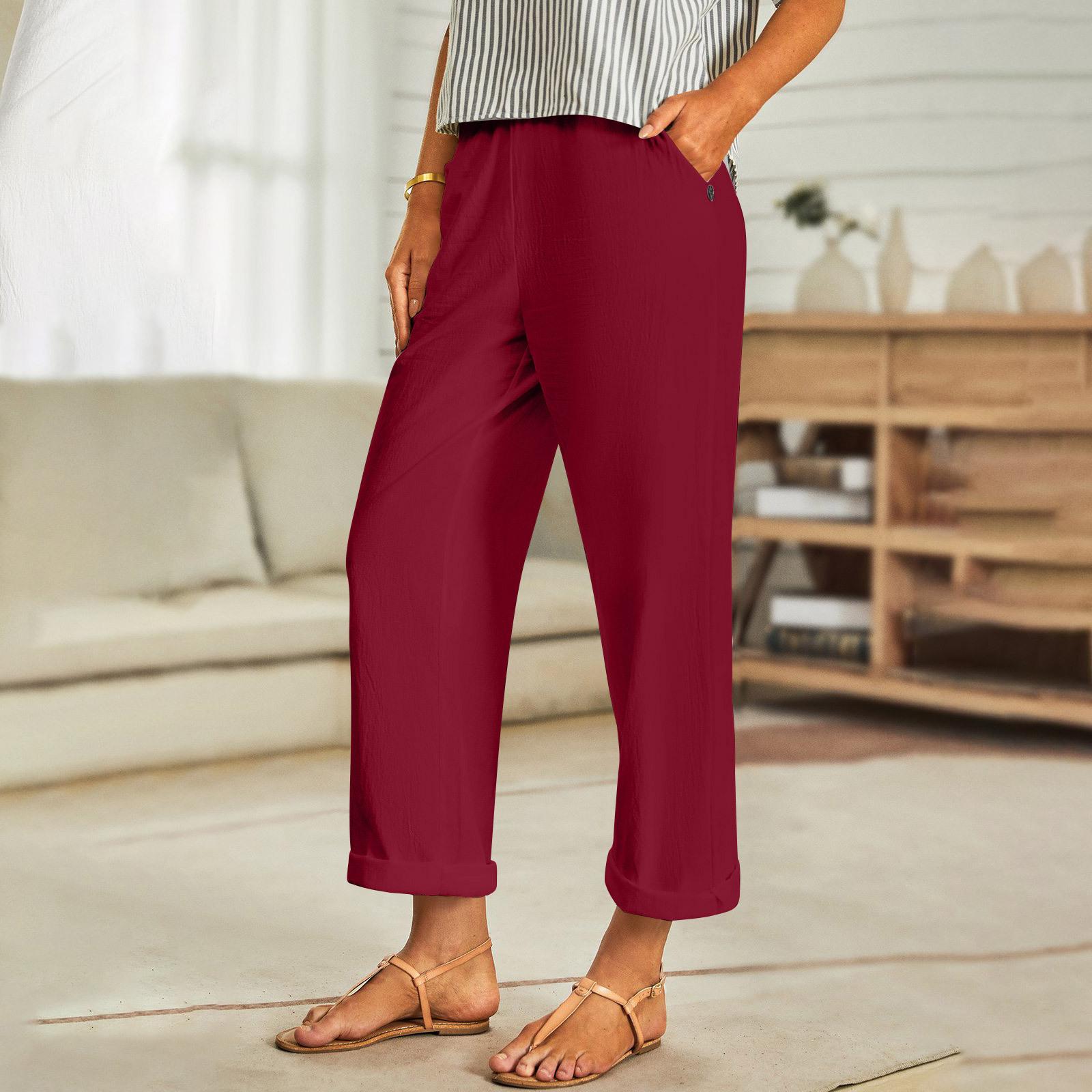 Women Casual Loose Fit Cotton Linen Pants Wide Leg Cropped Trousers Comfortable Lightweight Breathable Fabric Suitable for Daily Wear XXL винний
Women Casual Loose Fit Cotton Linen Pants Wide Leg Cropped Trousers Comfortable Lightweight Breathable Fabric Suitable for Daily Wear XXL винний