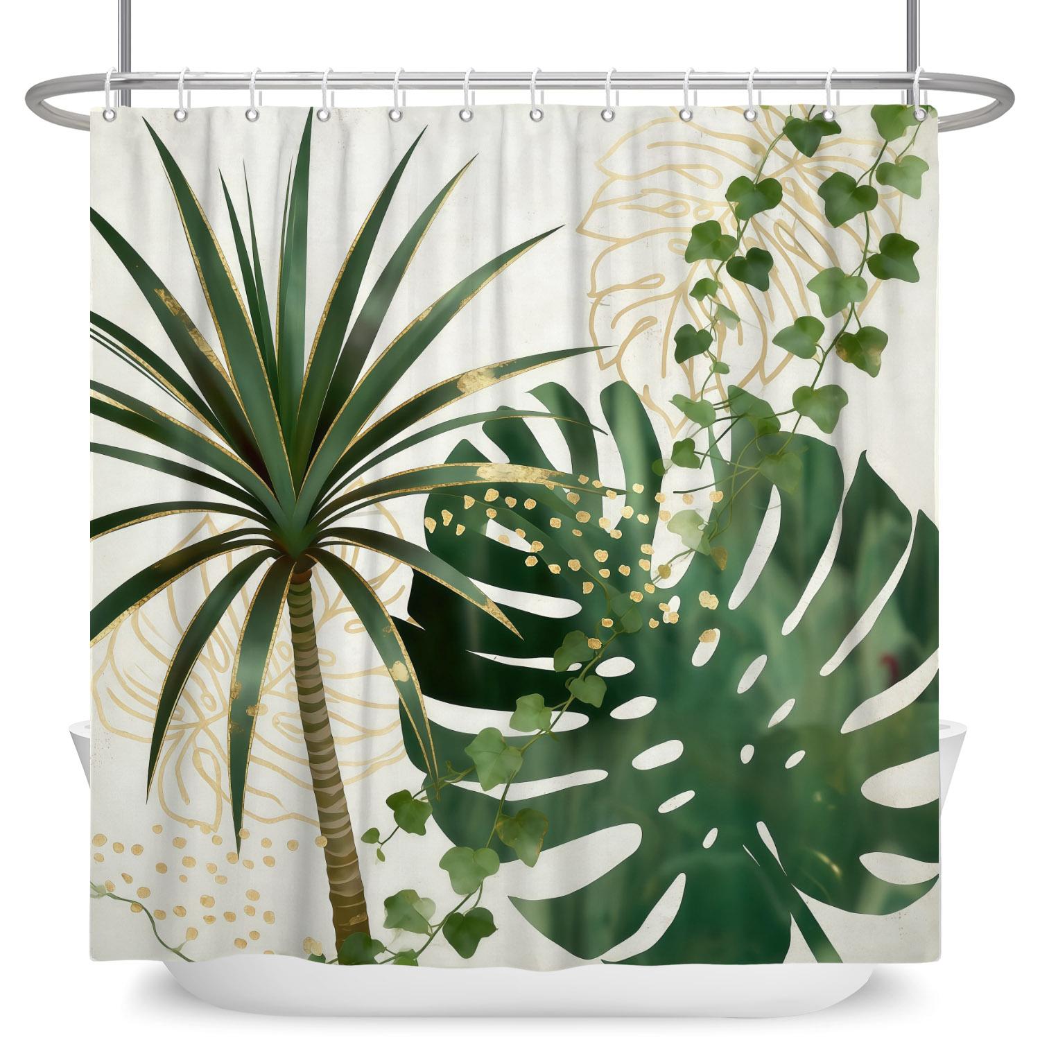 Tropical Plant Shower Curtain Green Leaf Palm Monstera Pattern Waterproof Fabric Bath Curtain With Hooks Modern Bathroom Decor W60H190(CM)-1 Pcs
Tropical Plant Shower Curtain Green Leaf Palm Monstera Pattern Waterproof Fabric Bath Curtain With Hooks Modern Bathroom Decor W60H190(CM)-1 Pcs