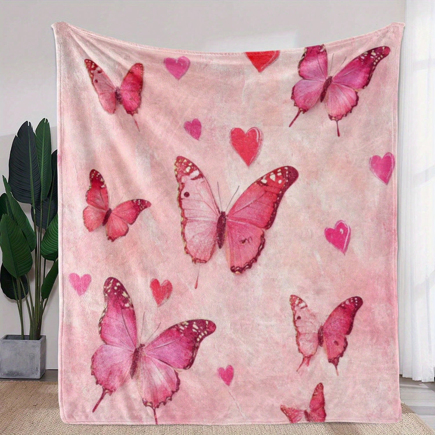 1pc Vintage Butterfly Heart Print Flannel Blanket Comfortable Soft Polyester Knit Digital Printed Blanket For All Seasons, Ideal 70x100cm
1pc Vintage Butterfly Heart Print Flannel Blanket Comfortable Soft Polyester Knit Digital Printed Blanket For All Seasons, Ideal 70x100cm