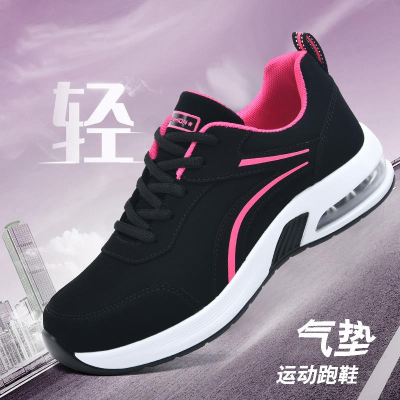 Осенне-зимняя повседневная женская обувь модная черная кожаная поверхность воздушная подошва спортивная обувь импортная торговля толстая подошва повседневная плоская подошва tr 35