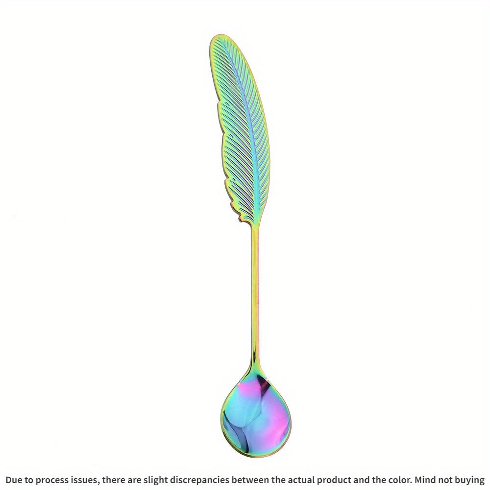 Ложки с перьями, чайные ложки из нержавеющей стали, креативная кофейная ложка для мороженого, десертная ложка, посуда, украшения, столовые приборы, подарки разноцветный