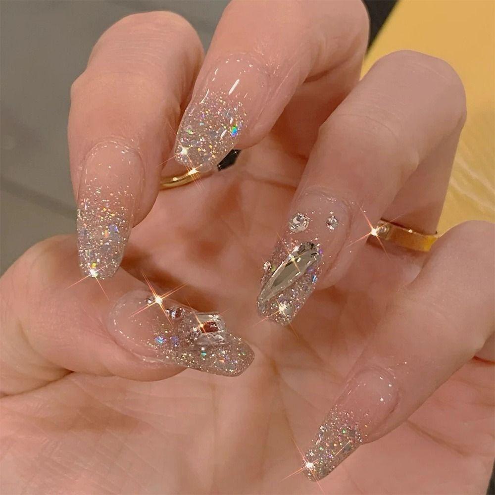 24pcs Manicure DIY Glitter Rhinestone Full Cover Ice Transparent French Long Ballerina Fake Nails
24pcs Manicure DIY Glitter Rhinestone Full Cover Ice Transparent French Long Ballerina Fake Nails