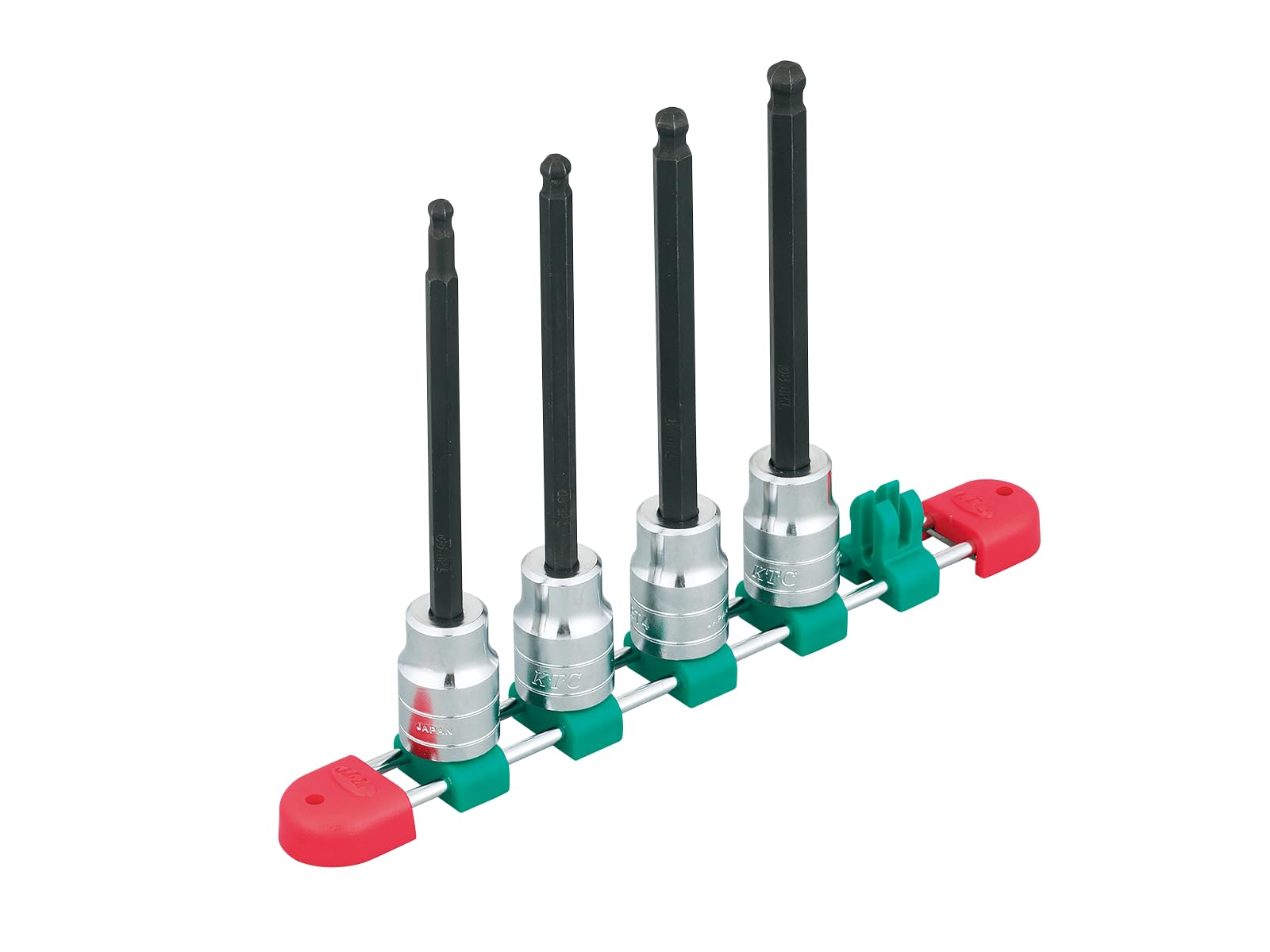 Kyoto Tool (KTC) 12.7mm (1/2 inch) Long Ball Point Hexagon Bit Socket Set, 4-Piece Set, TBT4L04BPH
Kyoto Tool (KTC) 12.7mm (1/2 inch) Long Ball Point Hexagon Bit Socket Set, 4-Piece Set, TBT4L04BPH