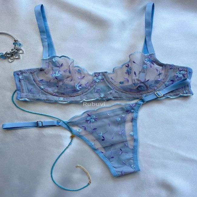 Saint Belisama Blue Floral Underwire Lace Bralette Dowry Sexy Fantasy Tulle Underwear Bra Panties Laundry Set 80B
Saint Belisama Blue Floral Underwire Lace Bralette Dowry Sexy Fantasy Tulle Underwear Bra Panties Laundry Set 80B