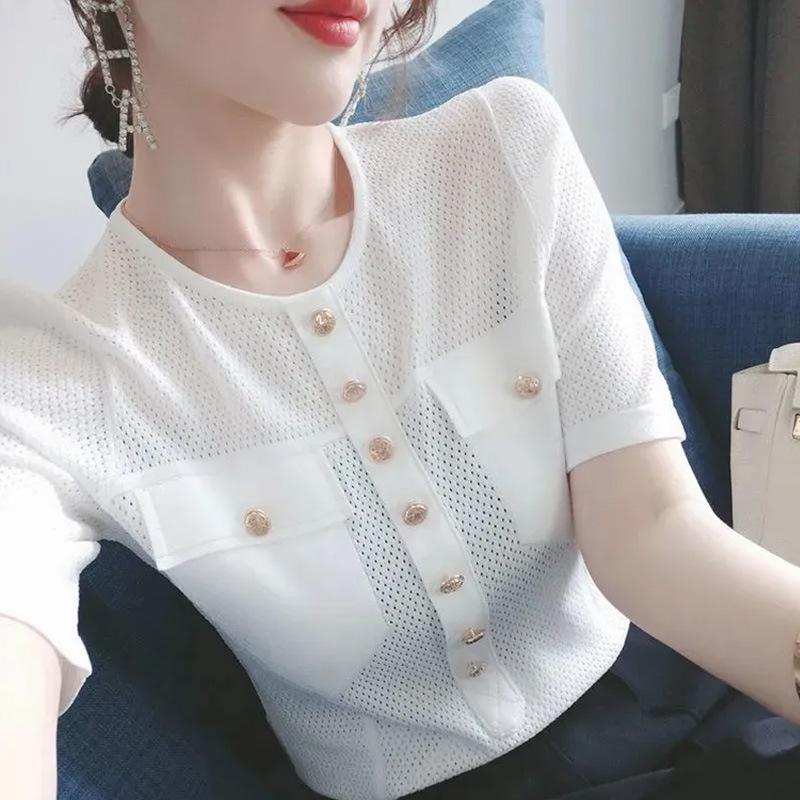 Women s Ice Silk Round Neck Knitted T-shirt Summer Loose Short Sleeve Fashion Solid Color Top Short T-shirt S белый
Women s Ice Silk Round Neck Knitted T-shirt Summer Loose Short Sleeve Fashion Solid Color Top Short T-shirt S белый