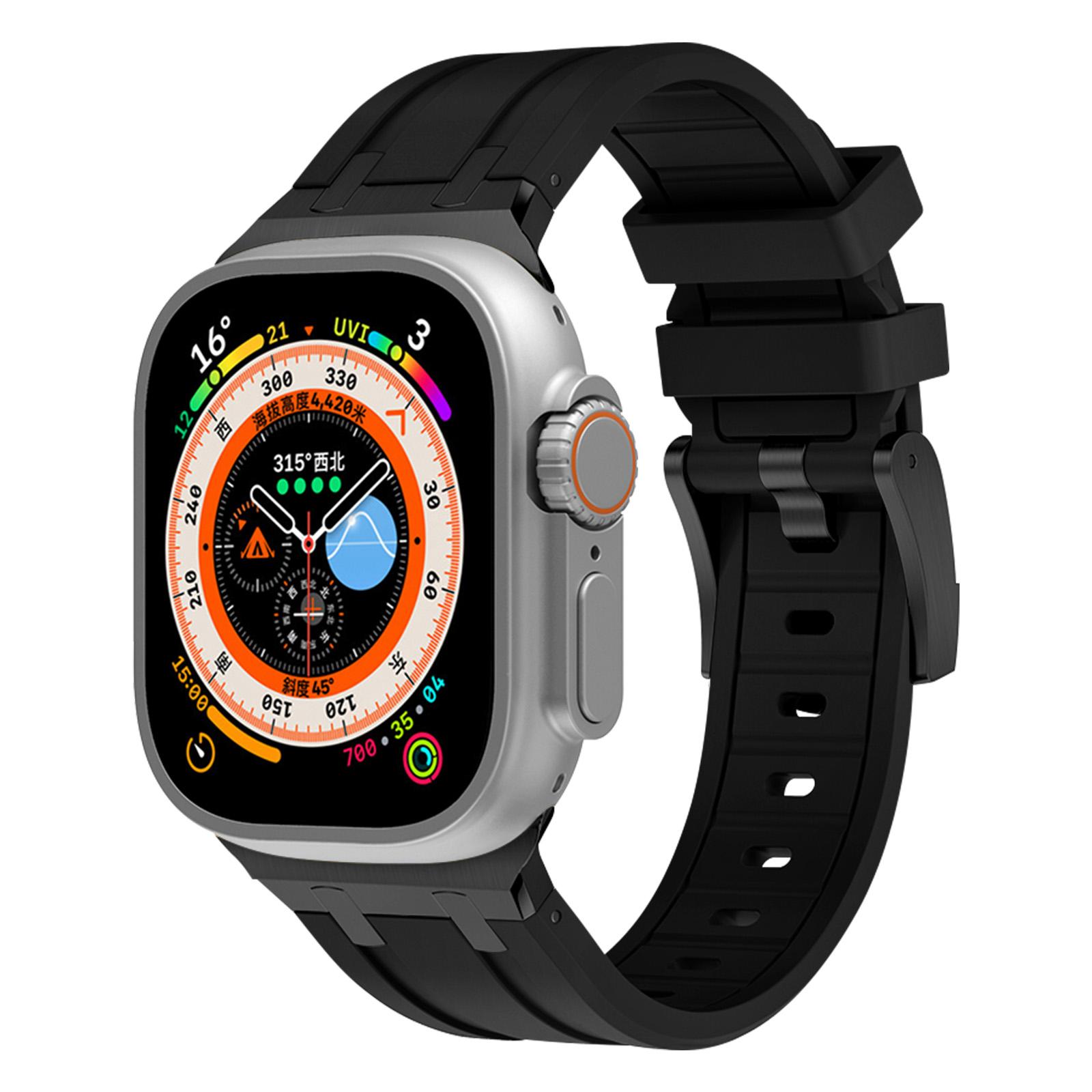 For Apple Watch 10 46mm/Ultra 2/Ultra 49mm/9 8 7 45mm/SE (2023) SE (2022) SE 6 5 4 44mm/3 2 1 42mm Liquid Silicone Watch Band Black+Grey
For Apple Watch 10 46mm/Ultra 2/Ultra 49mm/9 8 7 45mm/SE (2023) SE (2022) SE 6 5 4 44mm/3 2 1 42mm Liquid Silicone Watch Band Black+Grey